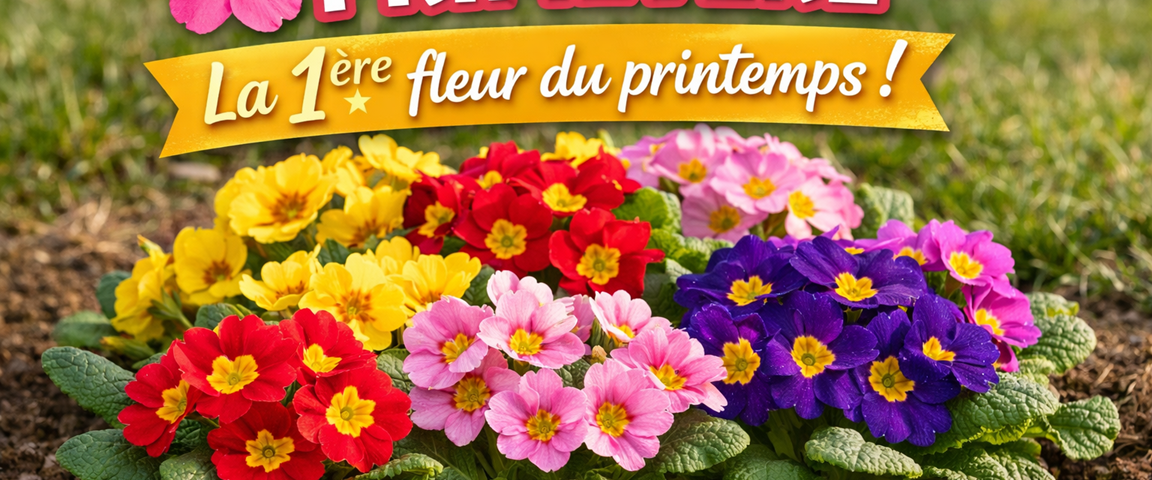 Primevère jaune et violette en massif, fleur de printemps résistante au froid