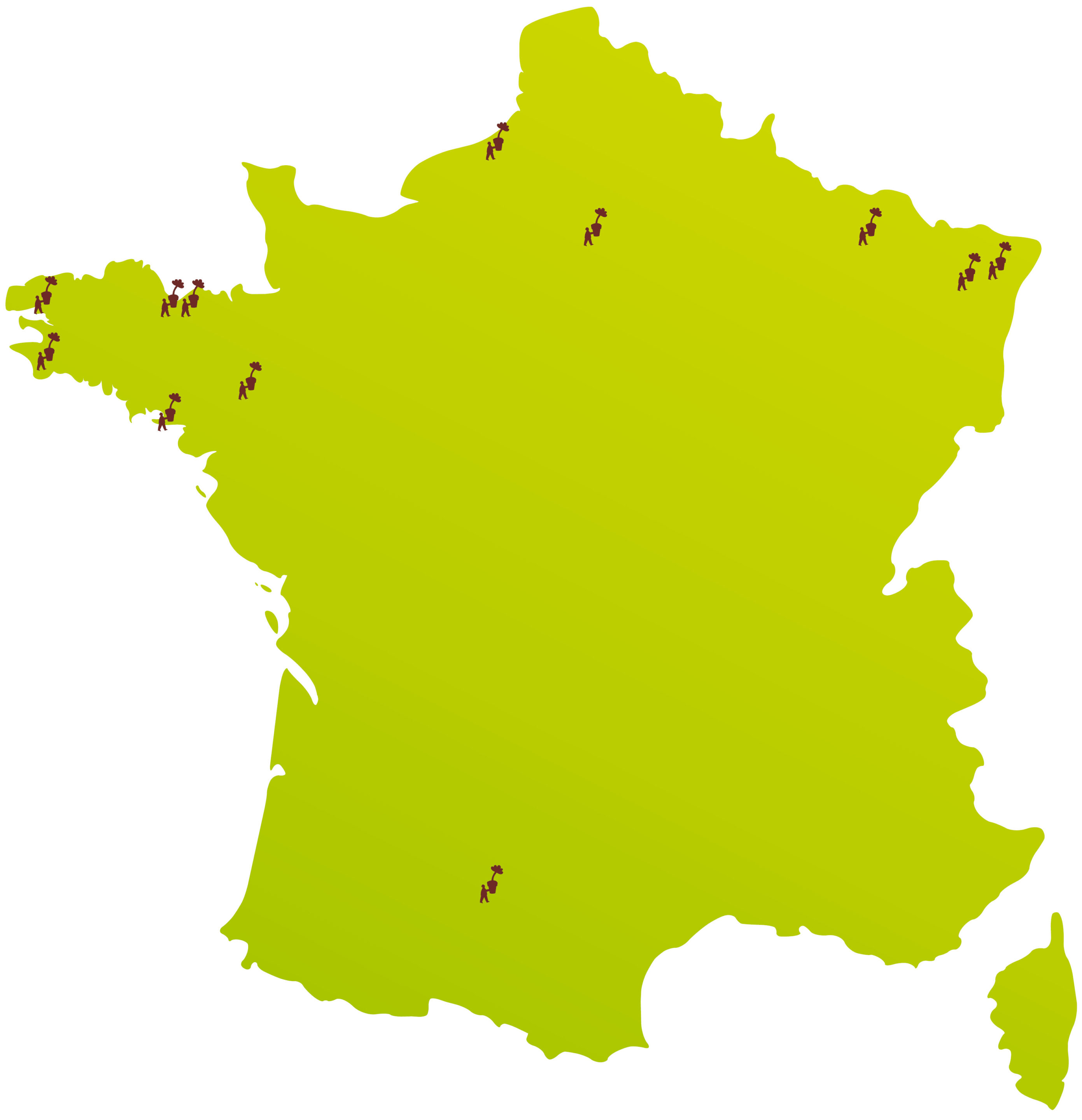Carte des jardineries Les Compagnons des Saisons Carte de France des jardineries Les Compagnons des Saisons